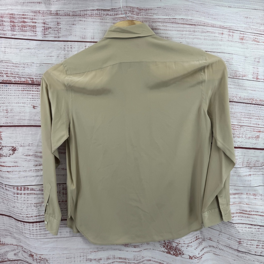 Polo Ralph Lauren Shirt Blouse‎ Size 14 Tan Mulberry Silk Button Down Pockets - Picture 7 of 9
